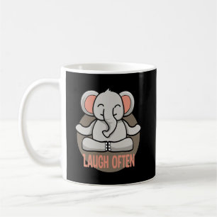 Laugh often Kawaii baby elephant doing yoga poses Coffee Mug