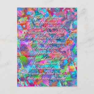 Laugh often, love much… mini art postcard