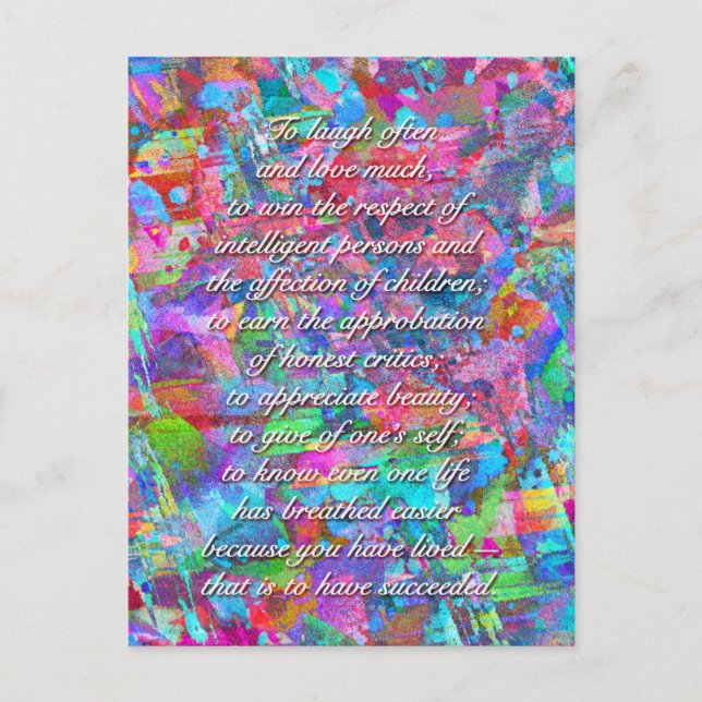 Laugh often, love much… mini art postcard (Front)