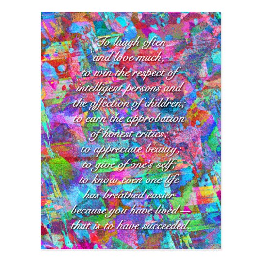 Laugh often, love much… mini art postcard