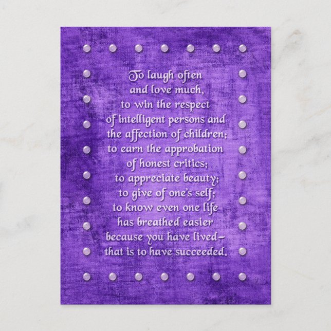 Laugh often, love much… postcard (Front)