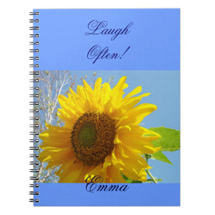 Laugh Often! notebooks Your Name custom Sunflower