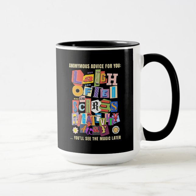 Laugh Often – Positive Typography Quote Design Mug (Right)