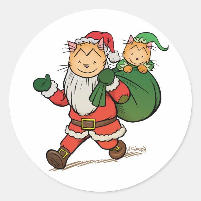 Laugh-Out-Loud Claus Classic Round Sticker (Front)