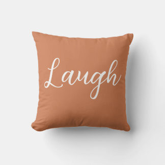 Laugh Throw Pillow Copper Orange White