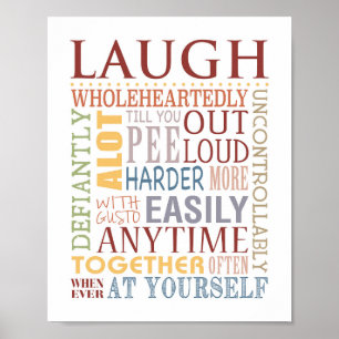 LAUGH Typographic Print, Live, Laugh, Love Series Poster