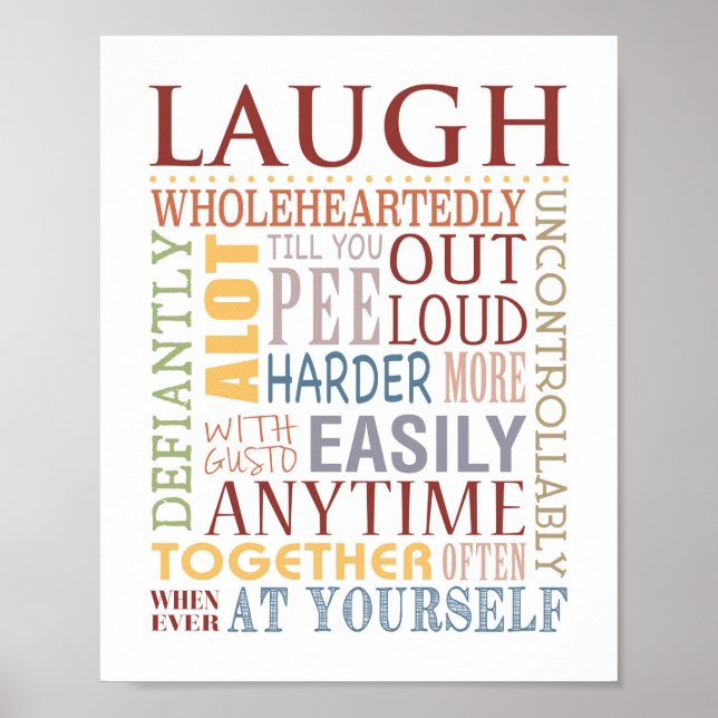 LAUGH Typographic Print, Live, Laugh, Love Series Poster (Front)