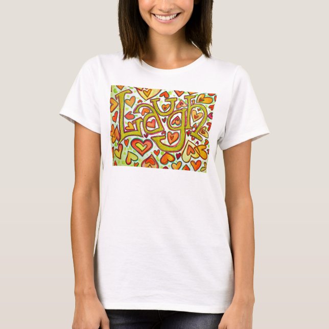 Laugh Word Art Glitter T-shirt (Front)