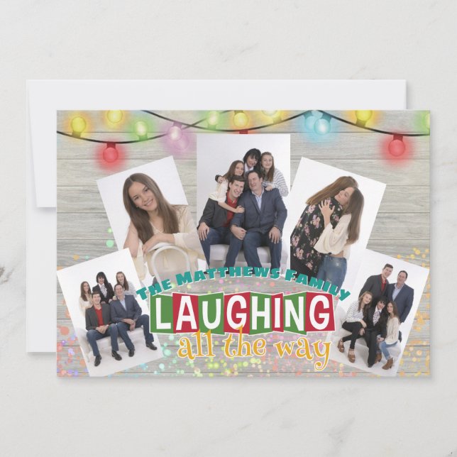 Laughing All The Way Family Photo Christmas Cards (Front)