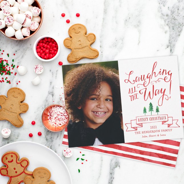 Laughing All The Way Photo Holiday Card (Cute Laughing All The Way Photo Holiday Card)