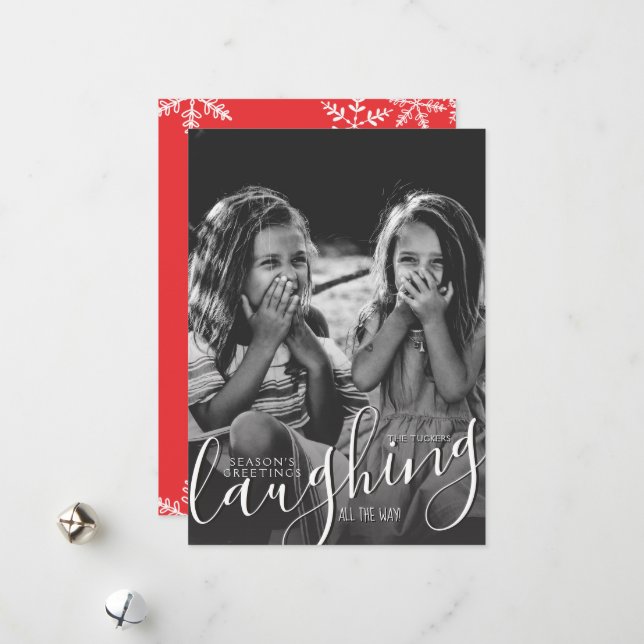 Laughing All the Way Season's Greetings Photo Holiday Card (Front/Back In Situ)