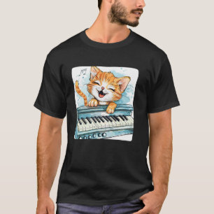 Laughing and happy Piano Cat Costume for Cats Love T-Shirt