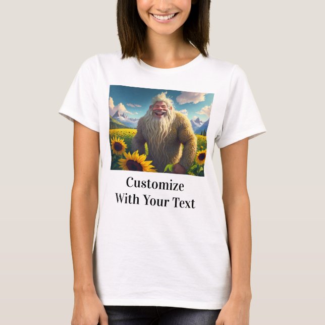 Laughing Bigfoot Sunflowers T-Shirt (Front)
