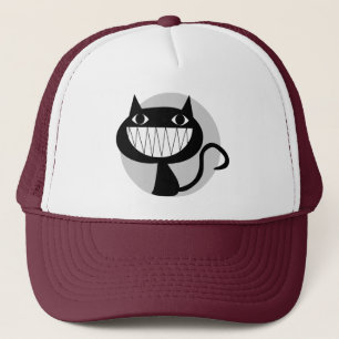 LAUGHING BLACK CAT TRUCKER HAT