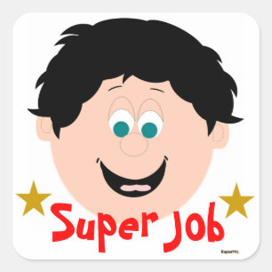 Laughing Boy Dark Hair Super Job Sticker