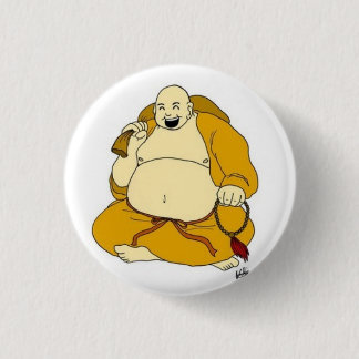 laughing buddha 3 cm round badge