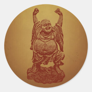 Laughing Buddha (dark red) Classic Round Sticker