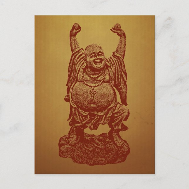 Laughing Buddha (dark red) Postcard (Front)