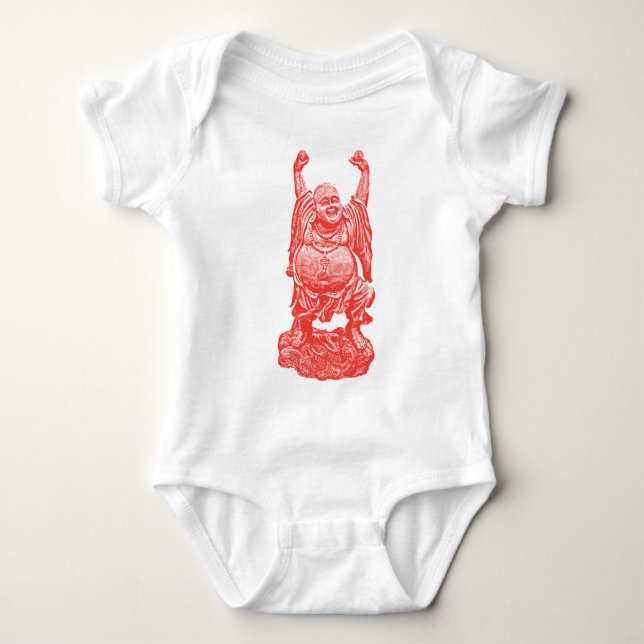 Laughing Buddha (red) Baby Bodysuit (Front)