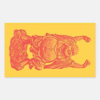 Laughing Buddha (red) Rectangular Sticker