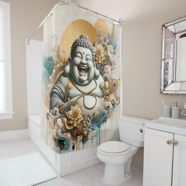 Laughing Buddha Shower Curtain (In Situ)