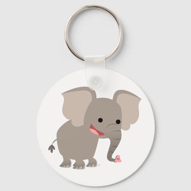 Laughing Cartoon Elephant  Keychain (Front)