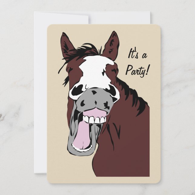 Laughing Cartoon Horse Birthday Custom Invite (Front)