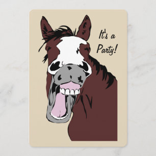 Laughing Cartoon Horse Birthday Custom Invite