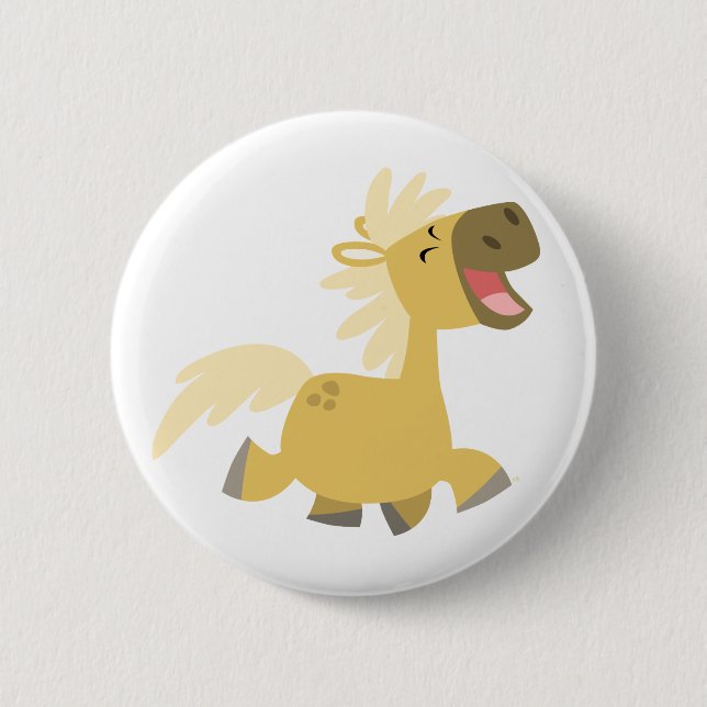 Laughing Cartoon Pony button badge (Front)