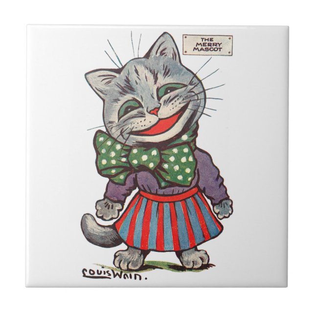 Laughing Cat, Louis Wain Tile (Front)