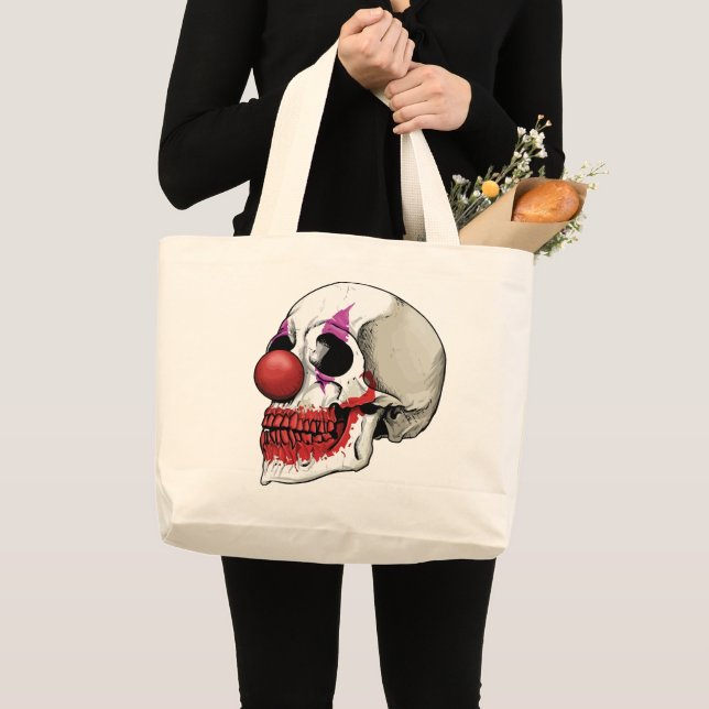 Laughing Clown Skull - Fate Until Death Large Tote Bag (Front (Product))