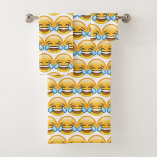 Laughing Crying Tears of Joy emoji Bath Towel Set