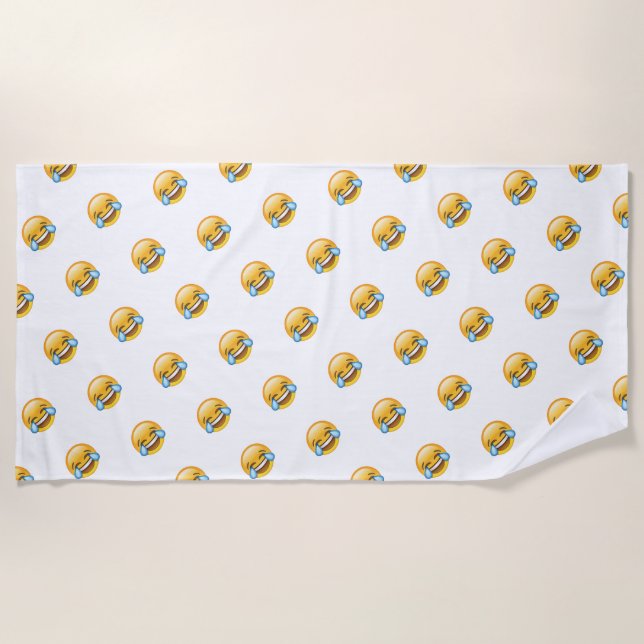 Laughing Crying Tears of Joy emoji Beach Towel (Front)