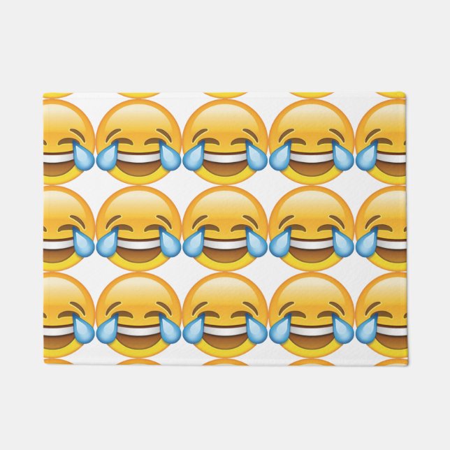 Laughing Crying Tears of Joy emoji Doormat (Front)