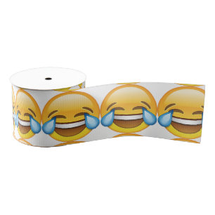 Laughing Crying Tears of Joy emoji Grosgrain Ribbon