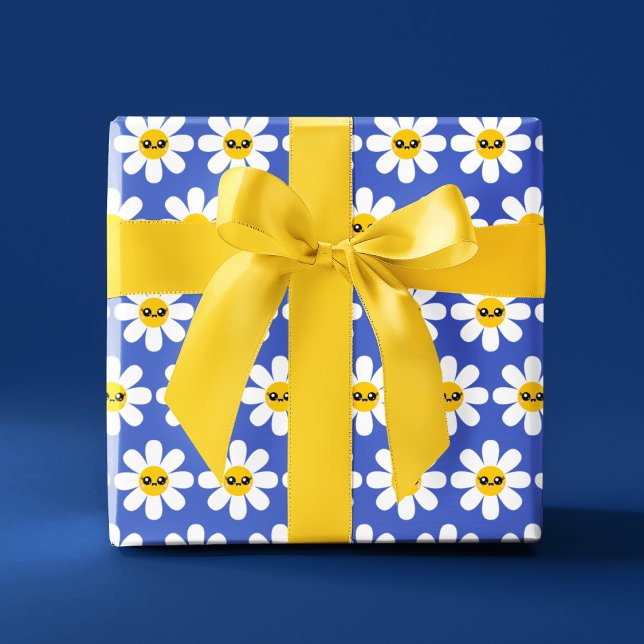 Laughing Daisy Wrapping Paper (Cheer someone up with this cute smiling daisy wrapping paper! )