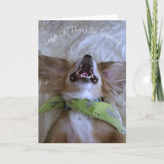 Laughing Dog Greeting Card (Front)