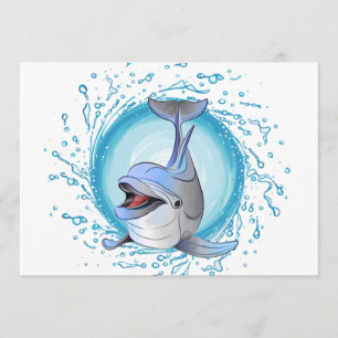 Laughing Dolphin in Splash Circle Invitation