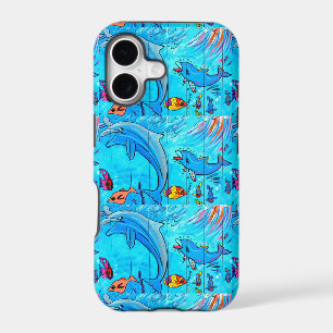 laughing dolphins blue case