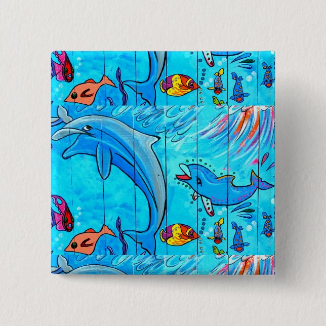 laughing dolphins button (Front)