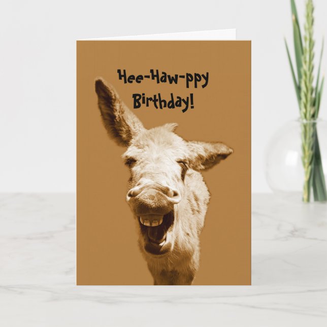 Laughing Donkey Birthday Wishes Card (Front)