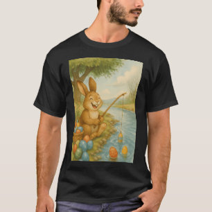 Laughing Easter bunny fishes for colourful Easter T-Shirt