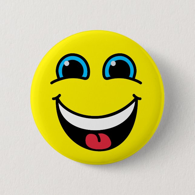 Laughing Emoji Face Yellow 6 Cm Round Badge (Front)