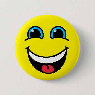 Laughing Emoji Face Yellow 6 Cm Round Badge