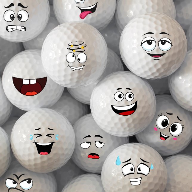 Laughing Emoticon Golf Balls (Golf Balls Emotion Face)