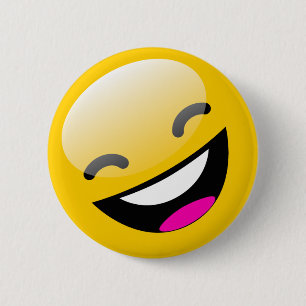 LAUGHING FACE 6 CM ROUND BADGE