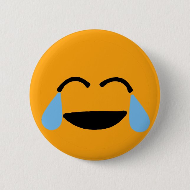 Laughing Face Funny Orange Emoticon Emojii 6 Cm Round Badge (Front)