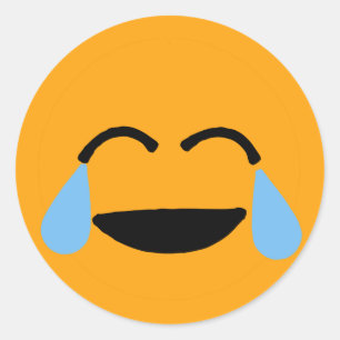 Laughing Face Funny Orange Emoticon Emojii Classic Round Sticker