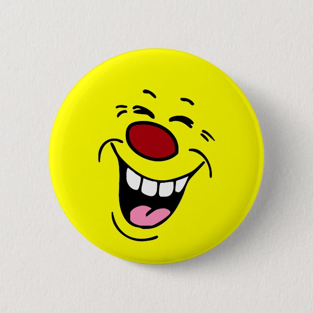 Laughing Face Grumpey 6 Cm Round Badge (Front)