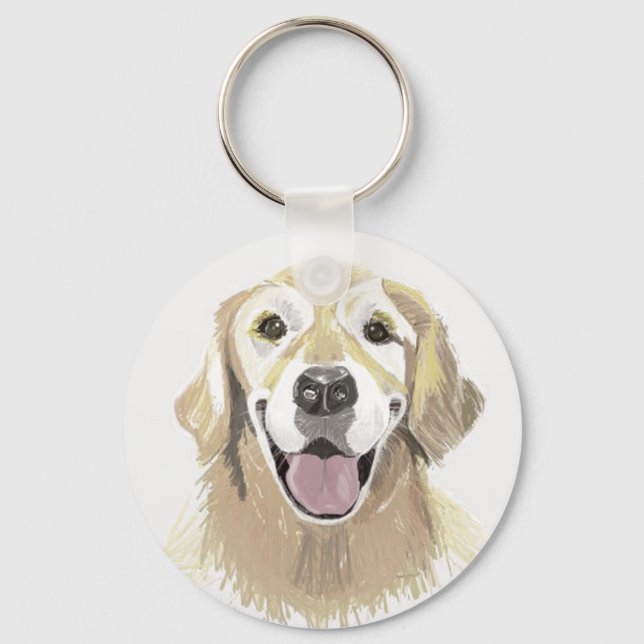 Laughing Golden Retriever Key Ring (Front)